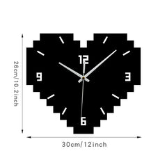 Hearts Shaped Creative Silent Wall Décor Clock â€?Pixelated Heart Design