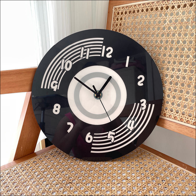 Silent Wall Clock â€?Black Retro Round, 30 cm