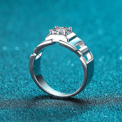 Engraved 1 Carat Moissanite Engagement Ring for Men