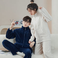 Matching Pajamas Zip-Up Flannel Set â€?High-Neck, Plush Warmth
