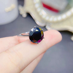 5 Carat Black Moissanite 6 Prong Solitaire Ring