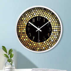 Silent Wall Clock â€?Glass Front Gold Dots, 30 cm