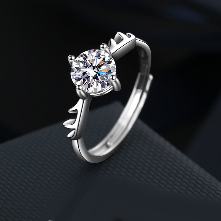 1 Carat Moissanite Solitaire Diamond Antler Ring