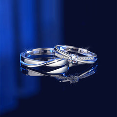 Engraved Moissanite Diamond Mobius Wedding Rings Set