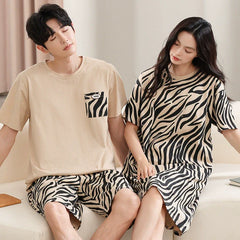 Zebra Print Couple PJs - Cotton Tee & Dress Set
