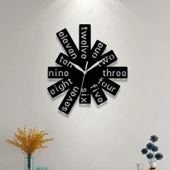 Creative Hollow Silent Wall Clock â€?12" Acrylic Word Design