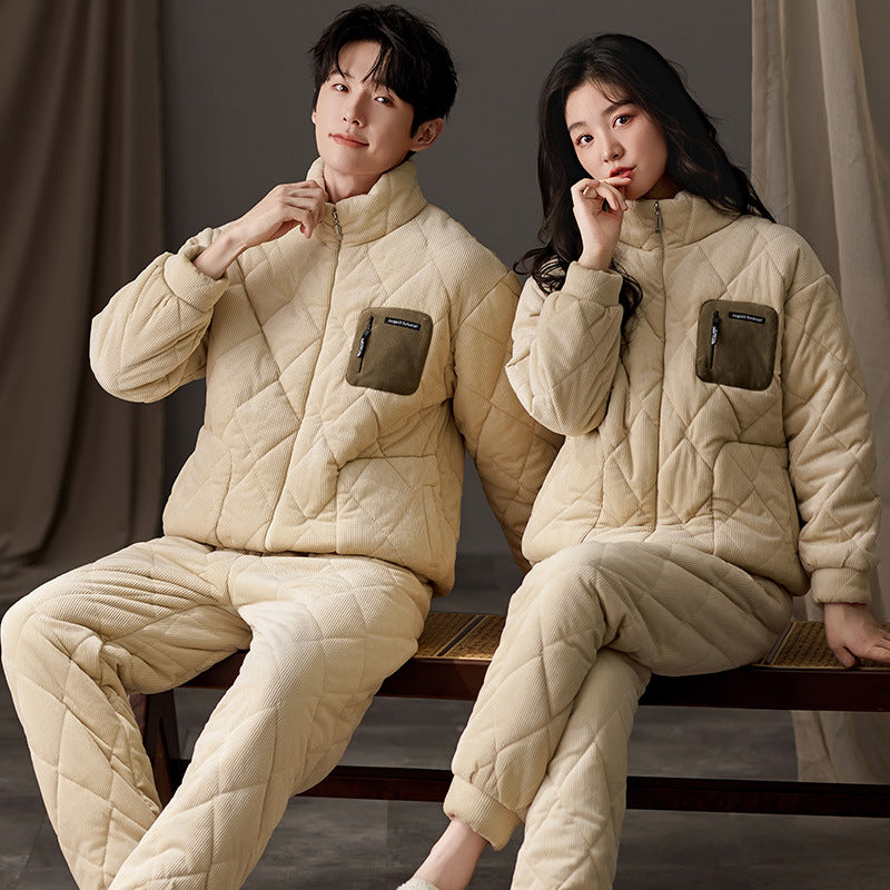 Heavy Quilted Corduroy Couple Pajama Set â€?Luxurious Winter Loungewear
