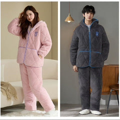 Matching Couple Pajamas Set â€?Cozy Coral Fleece for Winter by Gullei