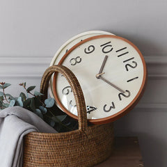 Nordic Silent Wall Clock â€?Solid Wood, 12" (Non-Ticking)