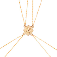 Custom Engravable Clover Matching Necklaces Set for 4 People