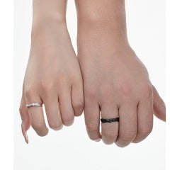 Black & Silver Adjustable Matching Wedding Bands