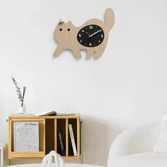 Cute Cat Kids Bedroom Silent Wall Clock â€?Playful Design & Quiet Movement