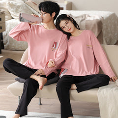 Playful Matching Couple Pajamas â€?Soft Cotton with Cute Embroidery by Gullei