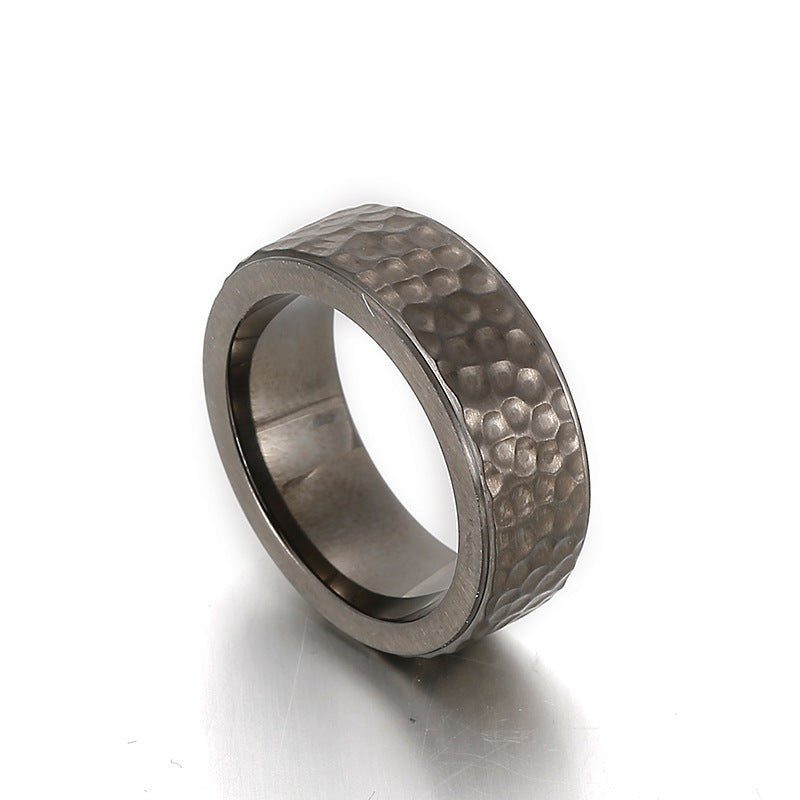 Custom Vintage Hammered Mens Ring 8mm