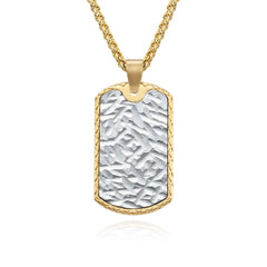 Engraved Hammered Army Pendant Mens Necklace