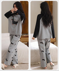 Pet-Lover Couple Pajamas â€?Cotton Sweet Dog Print Lounge Set by Gullei