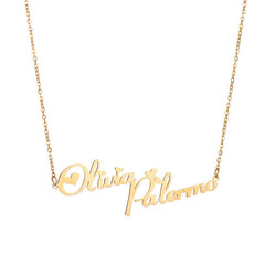 Personalized Double Name Necklace - 18K Gold Couple Gift