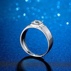 Custom 1 Carat Moissanite Diamond Brushed Ring for Men