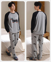 Pet-Lover Couple Pajamas â€?Cotton Sweet Dog Print Lounge Set by Gullei