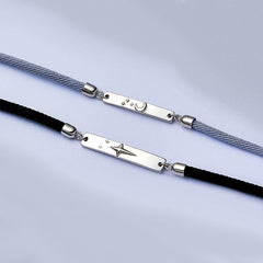 Engraved Star and Moon Couple Promise Bracelets Set
