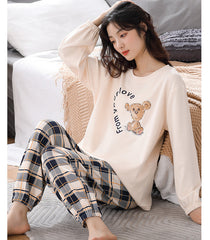 Matching Couple Pajamas â€?Soft Cotton with Bear Embroidery by Gullei
