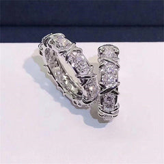 Custom Moissanite Diamond XoXo Couple Rings Set