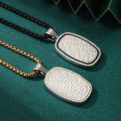 Engravable Hammered Vertical Pendant Mens Necklace