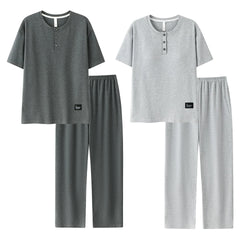 Minimalist Henley Cotton Couple Lounge Set