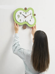 Odd Shaped Silent Pendulum Wall Clock - Irregular Decorative Clock for Livingroom/Bedroom