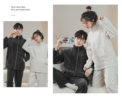 Matching Pajamas â€?Zip-Up Flannel Set, Sporty Relaxed Fit