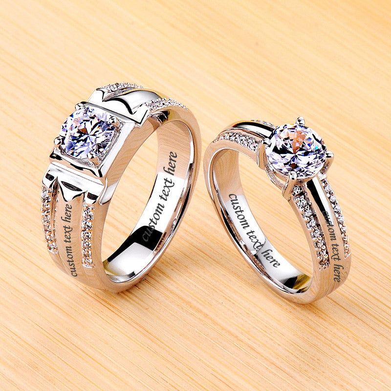 Gulleiâ„?1.8 Carat Lab Diamond Wedding Bands Set | Matching His & Hers Rings