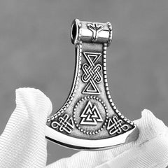 Mens Thick Chain Necklace Viking Style Axe Pendant