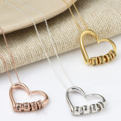 Necklace with Kids Names Engraved Beads