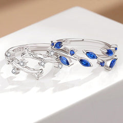 Matching Branch Rings Set for Couples - Solid Sterling Silver - Adjustable Size