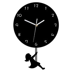 Swinging Girl Pendulum Silent Wall Clock â€?Playful & Whimsical Design