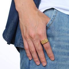 Allah Custom Name Islamic Ring - Titanium - 10mm wide
