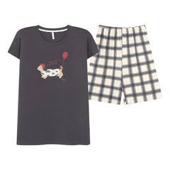 Cute Dachshund Couple Pajamas - Cotton Summer Set w/ Bra