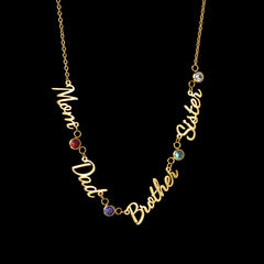 Family Names Birthstones Necklace