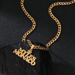 Thick Chain Crown Couples Name Necklace