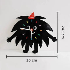 Silent Wall Clock for Kids â€?Cartoon Black Buddy, 24.5×30 cm