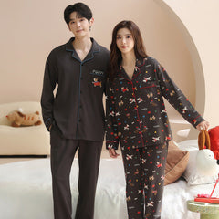 Matching Couple Pajamas Set â€?100% Cotton Puppy Print, Skin-Friendly & Eco Soft