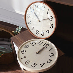 Nordic Silent Wall Clock â€?Solid Wood, 12" (Non-Ticking)