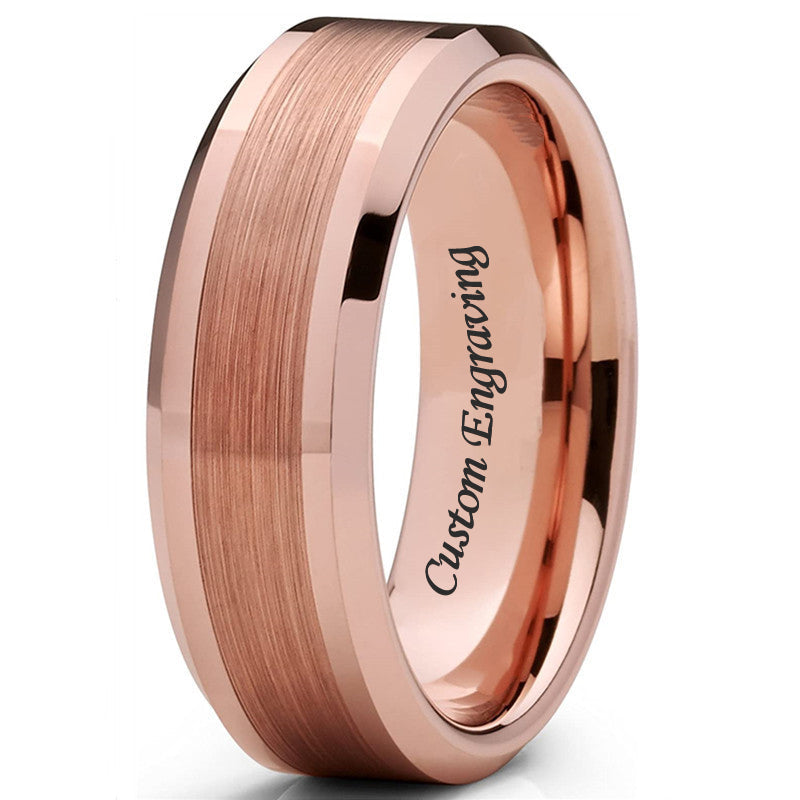 Engraved Brushed Comfort Fit Mens Wedding Band