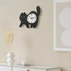 Cute Cat Kids Bedroom Silent Wall Clock â€?Playful Design & Quiet Movement