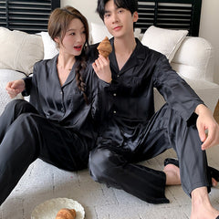 Modern Luxury Faux Silk Couple Pajamas â€?Minimalist Chic & Elegant