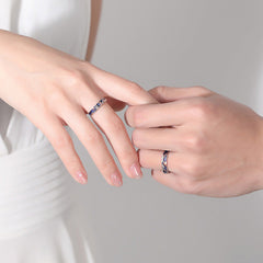 Engraved Sun and Moon Couple Rings Set for Two - Adjustable Size