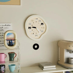 Kids Cat Silent Pendulum Wall Clock â€?Non-Ticking (11.8")