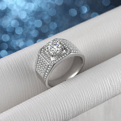 2 Ct Moissanite Mens Ring (Custom Engravable)