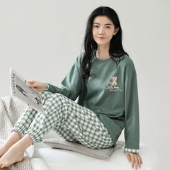 Gulleiâ„?Cute Bear Loose-Fit Sleepwear Set Pure Cotton