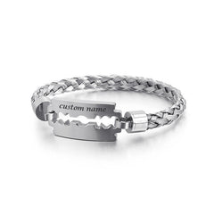 Custom Barber Gift Bracelet - Personalized Razor Blade for Men